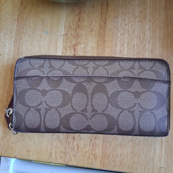Coach Brown Signature Zip Wallet - Picture 4 of 7
